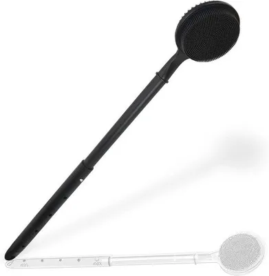 Produktbild von Doppelseitiger Silikon-Rückenschrubber mit verstellbarem Teleskopstiel 16,1 - 23,5 Zoll - Duschbürste mit exfolierenden und massierenden Noppen