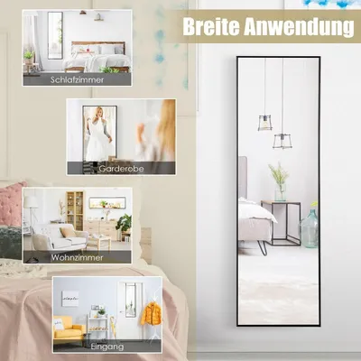 Immagine prodotto di Specchio da appendere a figura intera con cornice 120 x 37 x 2 cm nera
