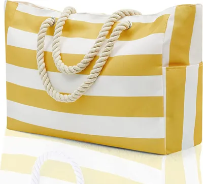 Produktbild von Strandtasche,Grosse Strandtasche XXL Familie, Wasserdicht Badetasche,Strandtasche mit Reißverschluss Groß Schwimmbad Tasche-gelb