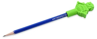 Produktbild von ARK Therapeutic kaubarer Bleistiftaufsatz RoboChew limegrün sensorisches Spielzeug Robotvormige potloodtopper met veel textuur, ideaal voor sensorische zoekers.