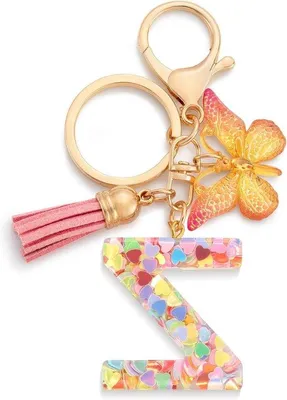 Image de Porte-clés papillon rose, lettre S