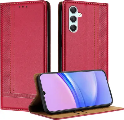 Obrázek produktu pro Pouzdro na mobilní telefon pro Samsung Galaxy A34 5G kožené flipové ochranné pouzdro s funkcí stojánku červené