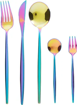 Image de 30 Piece Multi-coloured Rigatoni Cutlery Set Lumarko !