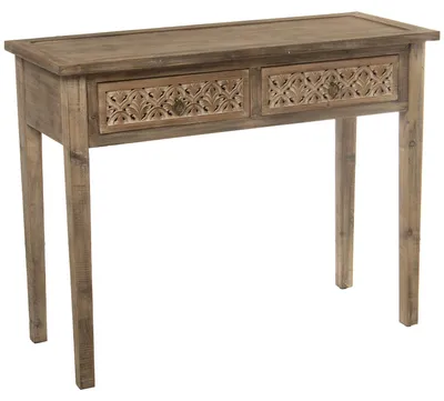 Beistelltisch mit 2 Schubladen, Holz, Natur, 101,5x40x79,5 cm