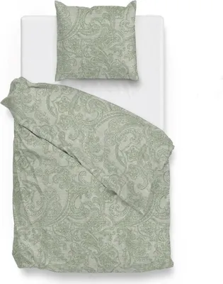 Produktbild von Zo! Home Baumwolle Bettwäsche 135x200 Paisley di Lino Moss Green grün meliert