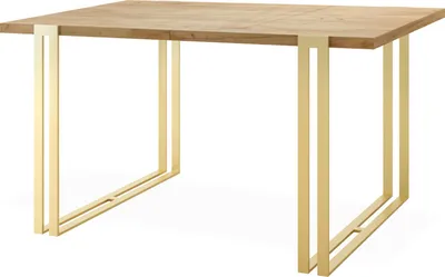 Obrázok produktu pre Rozťahovací jedálenský stôl - Veľký stôl v loftovom štýle so zlatými kovovými nohami 160 až 260 cm - Industriálny stôl do obývačky - Spacesaver - Dub Craft - 160 x 90 cm