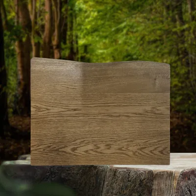 Produktbild von Waschtisch Platte 80 cm Holzplatte massiv Holz Aufsatzbecken Naturkante Eiche Dunkel Waschbeckenplatte Neu