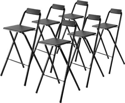 Produktbild von Bardi 6 x klappbare Barhocker für Bartable Schwarz - 100 Kg Kapazität