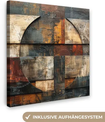 Produktbild von MuchoWow® - Leinwandbilder - Kunst - Braun - Abstrakt - Holzmotiv, Wandbild, Wanddeko Bilder Wohnzimmer, 20x20 cm
