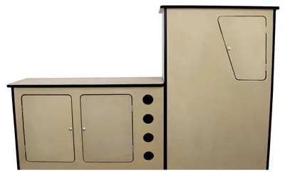 Immagine prodotto di MonsterShop VW Transporter T4 T5 Camper Van Cucina con guida a destra Roulotte Cucina per roulotte Camper Caravan MDF da 18 mm Scaffale per vino integrato Binario di sospensione opzionale Personalizzabile