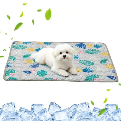 Kühlmatte für Hunde, 100 x 70 cm, selbstkühlend, grau