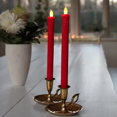 Produktbild von Best Season LED-Leuchtkerzen lang, 2er Set rot, ca.24x2,5 cm, Schalter oben, batteriebetr.,w/, 066-62