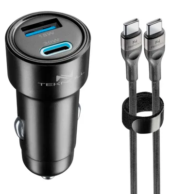Auto-Schnellladegerät 30 W, 2 Ports, USB-C PD, schwarz