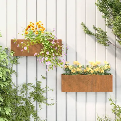 Produktbild von Möbel Wand-Pflanzkübel 2 Stk. Rostig Cortenstahl 53x10x17 cm - Beete 823686