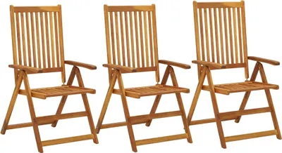 Produktbild von Verstellbare Gartenstühle 3 Stk. Massivholz Akazie