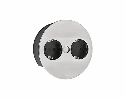 Produktbild von BACHMANN 946.000 TWIST 2 Rund EDELSTAHL-OPTIK mit 2 Schuko-Steckdosen / Deutsche Norm / BACHMANN / Steckdose