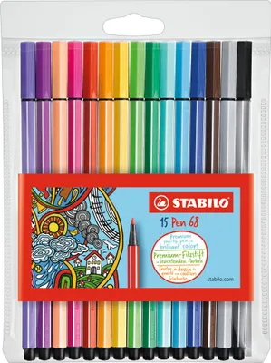 Produktbild von Premium-Filzstift - STABILO Pen 68 - 15er Pack - mit 15 verschiedenen Farben
