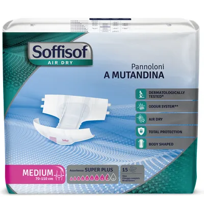 Produktbild von Soffisof Air Dry Maxi - 15x Windeln für Erwachsene - Inkontinenzwindeln Unisex - 9 Tropfen, Größe M