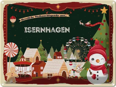 Produktbild von vianmo Blechschild 30x40 cm Weihnachtsgrüße aus Isernhagen Weihnachten