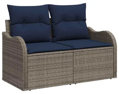 Image de Canapé de jardin vidaXL avec coussins, 121 x 62 x 69 cm, en polyrotin