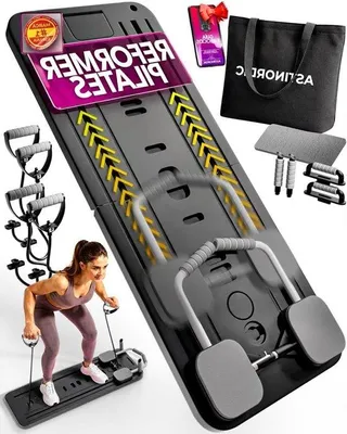 Productafbeelding van Pilates Reformer - Sportapparaat Thuis - Complete Training - Opvouwbaar Ontwerp - 5 kg - Zwart