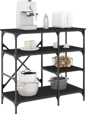 Obrázek produktu pro Pekařský regál černý 90x40x84 cm materiál na bázi dřeva a kovu
