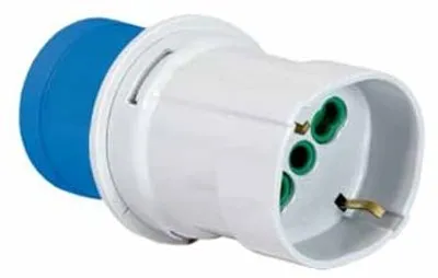 Immagine prodotto di Adattatore industriale spina 2P+T 16A 200-250V presa bipasso italo/tedesca 2P+T 16A Fanton 73100