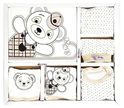 Produktbild von Teddy Baby Erstausstattungspaket 10-teilig aus 100% Baumwolle - Neugeborenen Set Beige