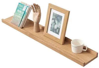 Produktbild von Wandregal aus Holz, 50 cm, rustikales Wandregal aus massiver Eiche, Gewürzregal, Hängeregal für Wohnzimmer, Schlafzimmer, Kinderzimmer