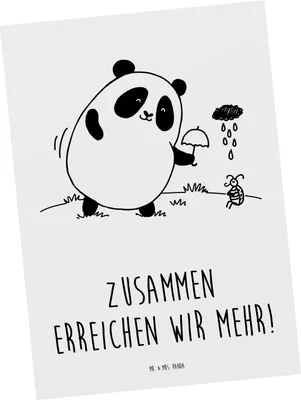 Produktbild von Mr. & Mrs. Panda Postkarte Im Team zusammenarbeiten - Weiß - Geschenk, Grußkarte, Zuversicht, Stärke, Harmonie, Synergie, Ansichtskarten, Vertrauem, Postkarten, Vision