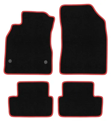 Image de Tapis de sol en moquette noir/rouge pour Renault Fluence 2009-2016 4 pièces