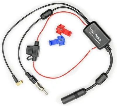 Immagine prodotto di Amplificatore di segnale portatile per autoradio, antenna FM/AM/DAB, adattatore da SMB a DIN, adatto per auto e camion