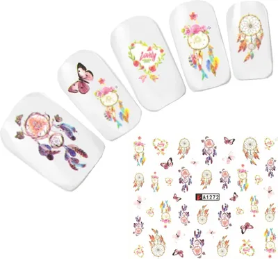 Produktbild von Tattoo Nail Art Traumfänger Feder Schmetterling Aufkleber Nagel Sticker