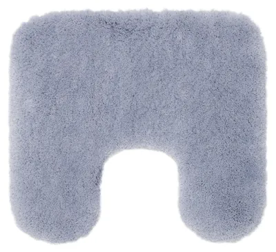Produktbild von GÖZZE Deluxe extra weicher Hochflor Badteppich mit Ausschnitt rutschfester Mikrofaser-WC-Vorleger Silber 50 x 45 cm