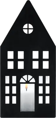 Produktbild von 2.02 Windlicht Haus mit XXL Glas Einsatz - ca. 30 x 14 cm / Glas Ø 11 cm - Farbe: grau