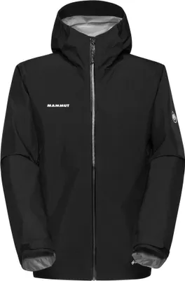 Schwarze Mammut Crater Light HS Hooded Jacke mit Kapuze und durchgehendem Reißverschluss