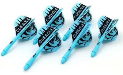 Productafbeelding van Geïntegreerde dartpijlen en flights, 28 mm schaftlengte, standaardvorm, blauw, set van 6