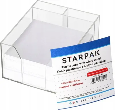 Zdjęcie produktu dla Kubik plastikowy 85x85x50 kartki białe. STARPAK