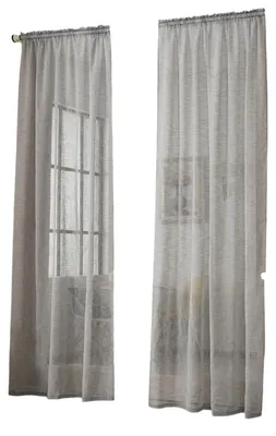Image de Rideaux transparents imitation lin | Gris clair | 140 x 245 cm