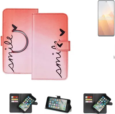 Produktbild von K-S-Trade Schutzhülle Handyhülle kompatibel mit Vivo Y100t Hülle cover bookstyle Etui ''smile'' rot Standfunktion Kameraschutz (1Stk)