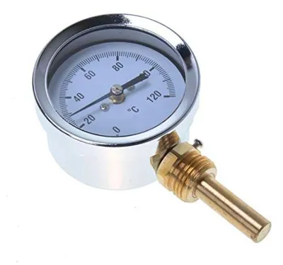 Produktbild von Aqbau® Bimetall Thermometer 63mm Zeigerthermometer 0°C - 120°C inkl Tauchhülse 1/2" Radial-Zeigerthermometer anlegethermometer thermometer heizung