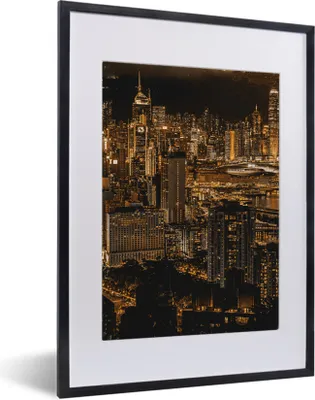 Produktbild von MuchoWow® MuchoWow® Gerahmtes Poster Gold - Stadt - Gebäude 30x40 cm - Poster mit zchwarzem Bilderrahmen - Wandposter Schlafzimmer