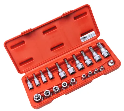Produktbild von FAMEX 10520 Steckschlüsselsatz für Torx Schrauben und Biteinsätze mit Stirnlochbohrung