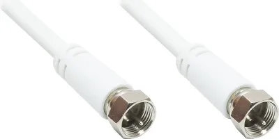 Produktbild von SAT Antennenkabel, F-Stecker beidseitig (vernickelt), 2x geschirmt (70dB / 75 Ohm), CCS, weiß, 2,5m, Good Connections®