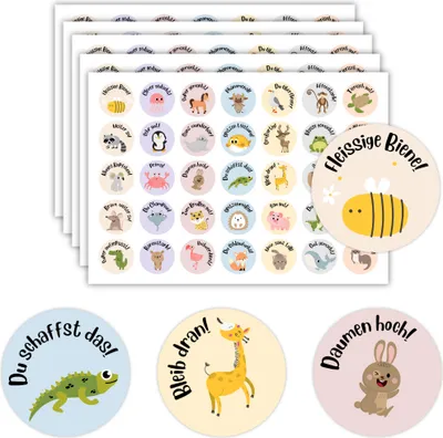Produktbild von Belohnungsaufkleber & Motivationsaufkleber für Kinder (525 Sticker) 35 Tiermotive Aufkleber | Bunt