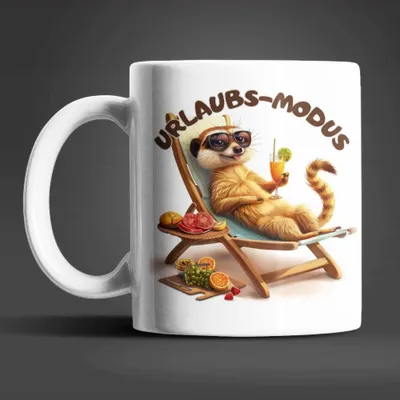 Produktbild von Erdmännchen Urlaubs-Modus Keramik Kaffeetasse Teetasse Tasse Geschenkidee