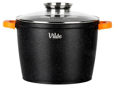 Obrázek produktu pro Hrnec s nepřilnavým povrchem z granitu a skleněnou poklicí – TERRUNA AROMA – 24 cm – 6,7 l – Černý