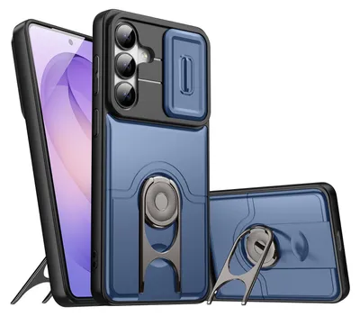 Obrázek produktu pro Pouzdro pro Samsung Galaxy S26, Posuvným krytem fotoaparátu a kroužkovým stojánkem, nárazuvzdorné ochranné pouzdro Modrá