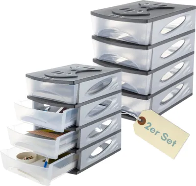 Produktbild von 2er Set Briefablage Büro Schreibtisch Dokumentenablage Schubladenbox Ablage Box Fächer A4 Sortiersystem Organizer Ablagefächer stapelbar