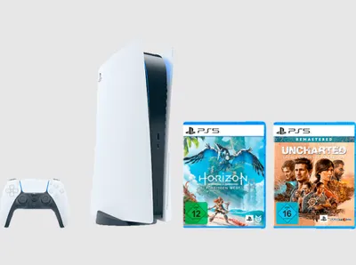 Produktbild von Sony Playstation 5 PS5 Disc Bundle Edition inkl. den Spielen Horizon: Forbidden West & Uncharted